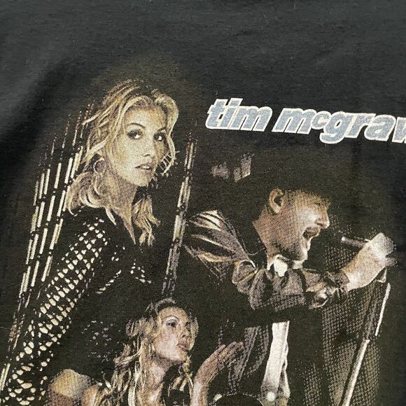 Vintage Faith Hill Rap Tee Shirt Mens Large Tim McGraw WCW Tag 90s Rare Black - Picture 9 of 13